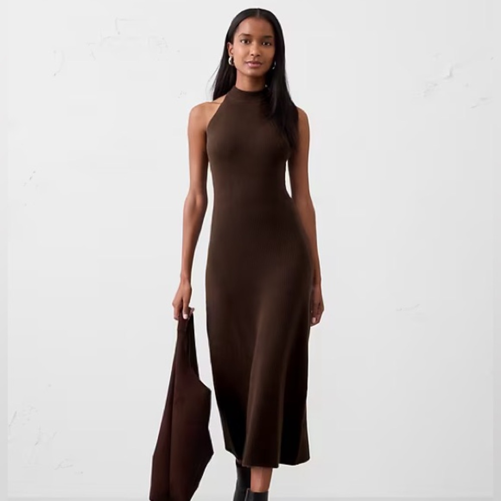 Banana Republic Brown Ribbed Sleeveless Maxi sweater Dress Size M